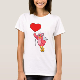 Vogel als Bruid met Sluier & Hartballon T-shirt