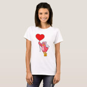 Vogel als Bruid met Sluier & Hartballon T-shirt (Voorkant volledig)
