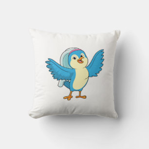 Vogel als bruid met sluier kussen