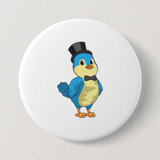 Vogel als Bruidegom met Lint Ronde Button 7,6 Cm (Voorkant)
