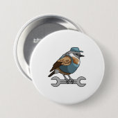 Vogel als Carftsman met Frans Ronde Button 7,6 Cm (Voorkant /achterkant)