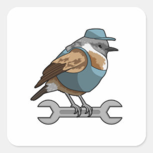 Vogel als Carftsman met Frans Vierkante Sticker
