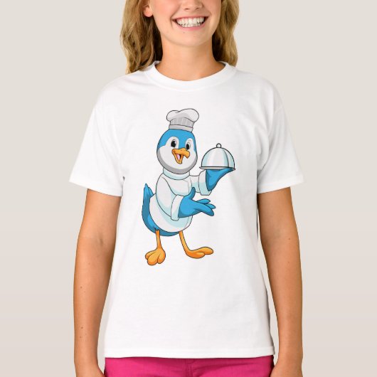 Vogel als Cook met Platter T-shirt (Voorkant)