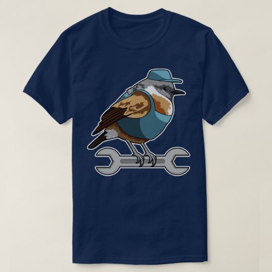 Vogel als foetser met moersleutel t-shirt (Design voorkant)