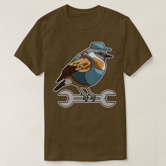 Vogel als karper, met moersleutel t-shirt (Design voorkant)