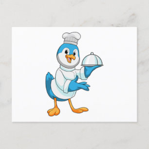 Vogel als kok met schaal briefkaart