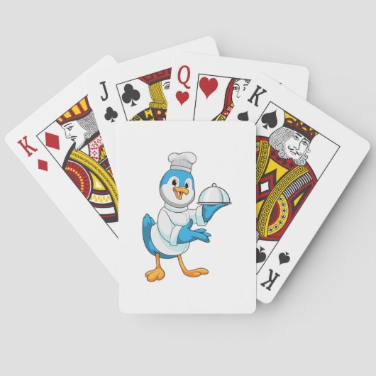 Vogel als kok met schaal pokerkaarten (Achterkant)