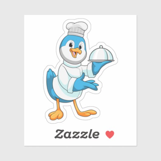 Vogel als kok met schaal sticker (Vel)
