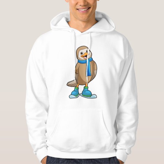 Vogel als Skier met Ski & Scarf Hoodie (Voorkant)
