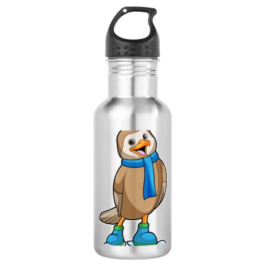 Vogel als Skier met Ski & Scarf Waterfles (Voorkant)