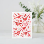 Vogel Aquarel Rood Feestdagenkaart (Staand voorkant)