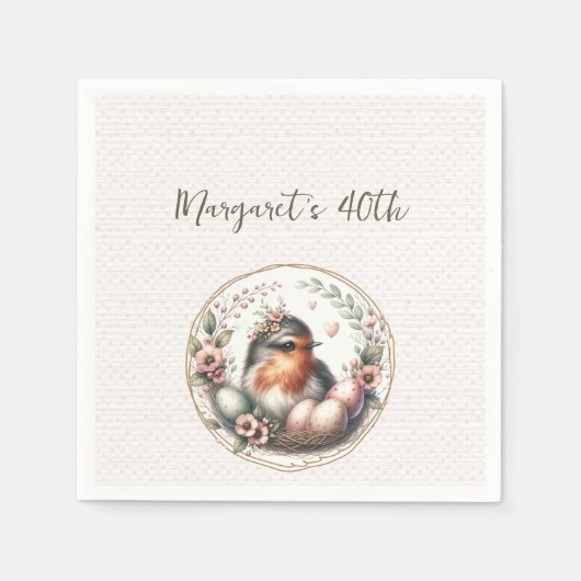 Vogel Aquarel  Servet (Voorkant)