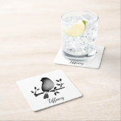 Vogel aquarel zwart wit verzadigd kartonnen onderzetters (Insitu)