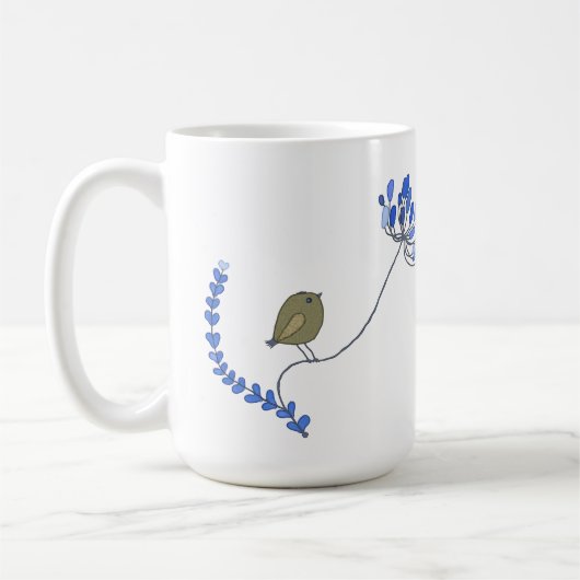Vogel auf Blume Koffiemok (Links)