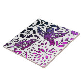 Vogel Batik Modern Paarse Blauw Bloemenbos Tegeltje (Zijkant)