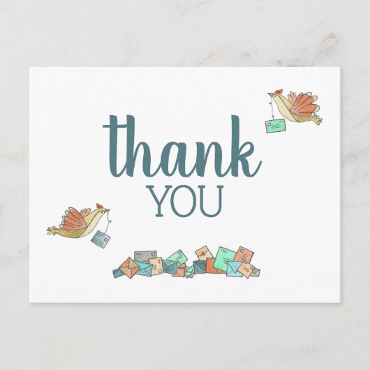 Vogel bezorgt post dank u briefkaart (Voorkant)