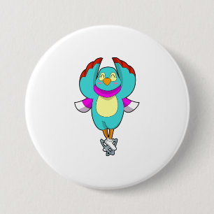 Vogel bij ijsschaatsen met ijsscheuren.PNG Ronde Button 7,6 Cm