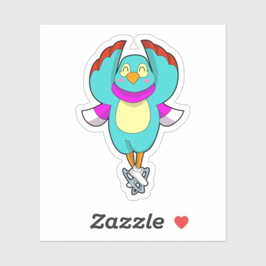 Vogel bij ijsschaatsen met ijsscheuren.PNG Sticker (Vel)