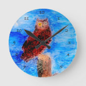 Vogel bij nachtbruine struik ronde klok (Voorkant)