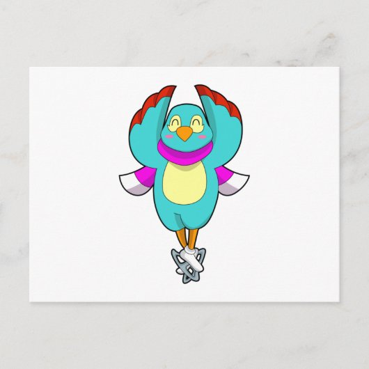 Vogel bij schaatsen met schaatsen.PNG Briefkaart (Voorkant)