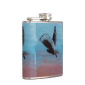 Vogel bij Sunrise Art Tawny Uil tijdens de vlucht Heupfles (Rechts)