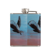 Vogel bij Sunrise Art Tawny Uil tijdens de vlucht Heupfles (Achterkant)