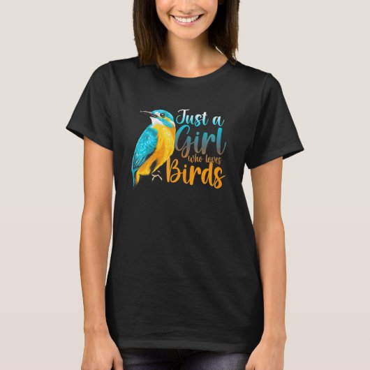Vogel Birding Gewoon een meisje die van vogels hou T-shirt (Voorkant)