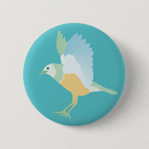 vogel (blauw) ronde button 5,7 cm