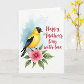 Vogel Bloem Eerste Moeder Kaart (Gele Bloem)