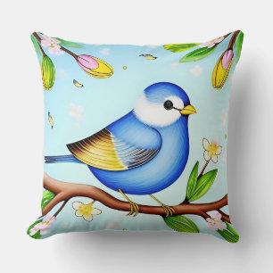 Vogel Bloem Kussen Lente Huis Decoratie
