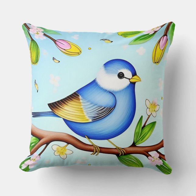 Vogel Bloem Kussen Lente Huis Decoratie (Voorkant)