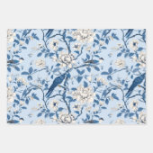 Vogel Bloemen Chinoiserie Blauw Wit Inpakpapier Vel (Voorkant 3)