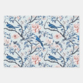Vogel Bloemen Chinoiserie Blauw Wit Inpakpapier Vel (Voorkant 2)