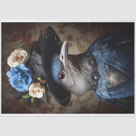 Vogel Bloemen Pet Jurk Decoupage Tissuepapier (Voorkant)