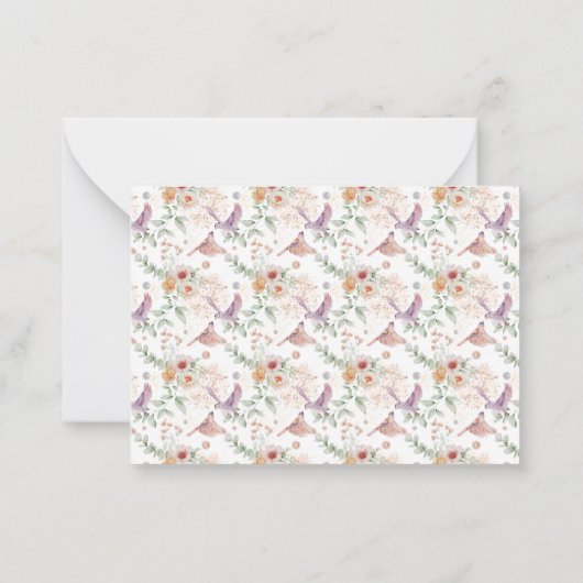 Vogel Bloemen Sympathie Dank u kaart Notitiekaartje (Achterkant)