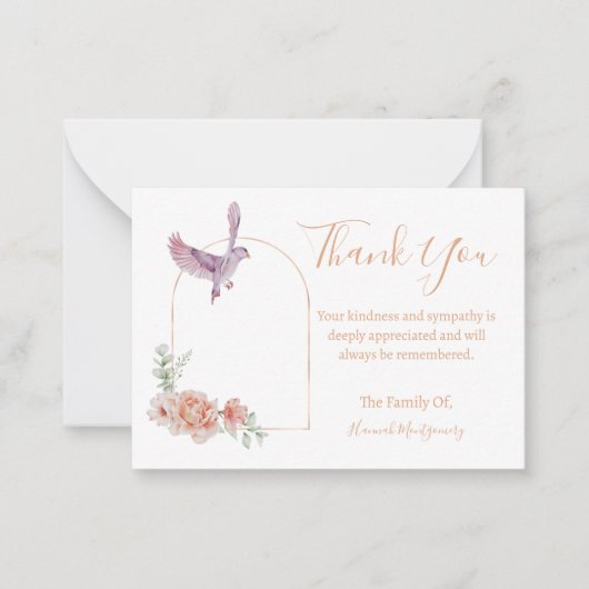 Vogel Bloemen Sympathie Dank u kaart Notitiekaartje (Voorkant)