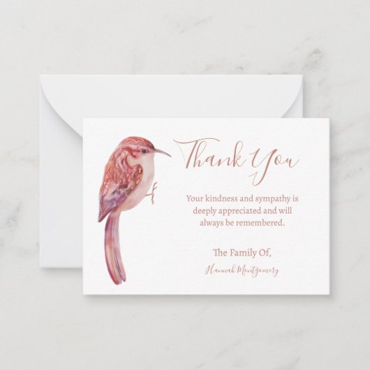 Vogel Bloemen Sympathie Dank u kaart Notitiekaartje (Voorkant)