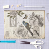 Vogel Bloemen Tekst Decoupage Tissuepapier (Craft)