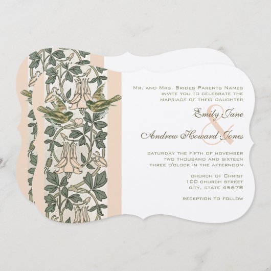  vogel Blush PinkHoney Suckle Floral Wedding Kaart (Voorkant / Achterkant)