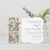  vogel Blush PinkHoney Suckle Floral Wedding Kaart (Staand voorkant)