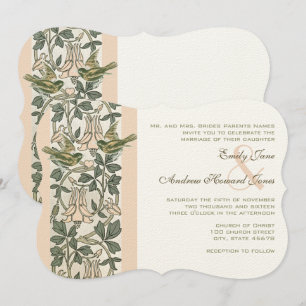 vogel Blush PinkHoney Suckle Floral Wedding Kaart