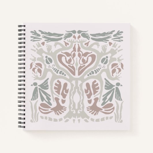 Vogel Boom Handgetekend Abstract Symmetrisch Notitieboek (Voorkant)