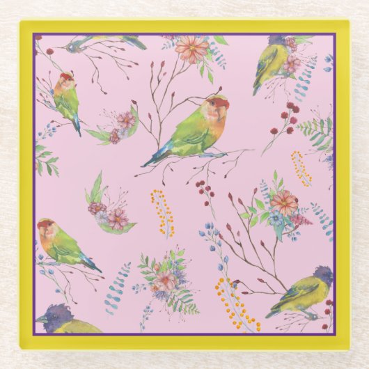 Vogel Botanisch Glazen Onderzetter (Voorkant)
