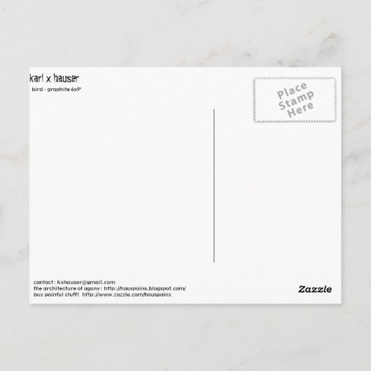 vogel briefkaart (Achterkant)