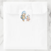 Vogel Broers en Zusters Mooie Vierkante Sticker (Tas)