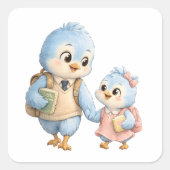 Vogel Broers en Zusters Mooie Vierkante Sticker (Voorkant)