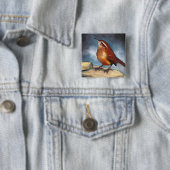 Vogel: Carolina Wren in Pastel: Wildlife Art Vierkante Button 5,1 Cm (In situ)