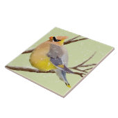 Vogel, cedar Waxwing, keramische keukenstapel Tegeltje (Zijkant)