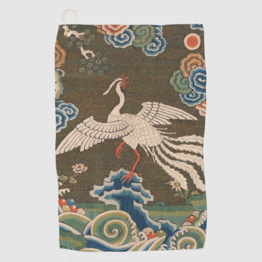 Vogel Chinees Antiek Decor Golfhanddoek (Voorkant)