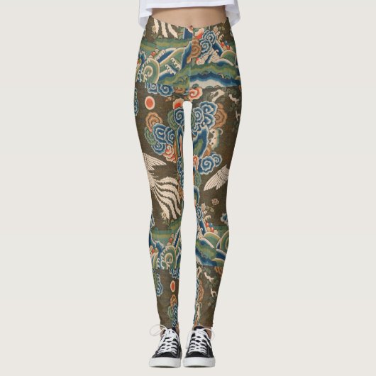 Vogel Chinees Antiek Decor Leggings (Voorkant)
